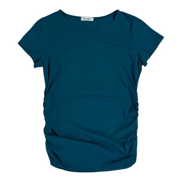 Bearsland Tops - Bearsland Maternity T-Shirt M Teal Blue Ruched Side Short Sleeve Casual Pregnant